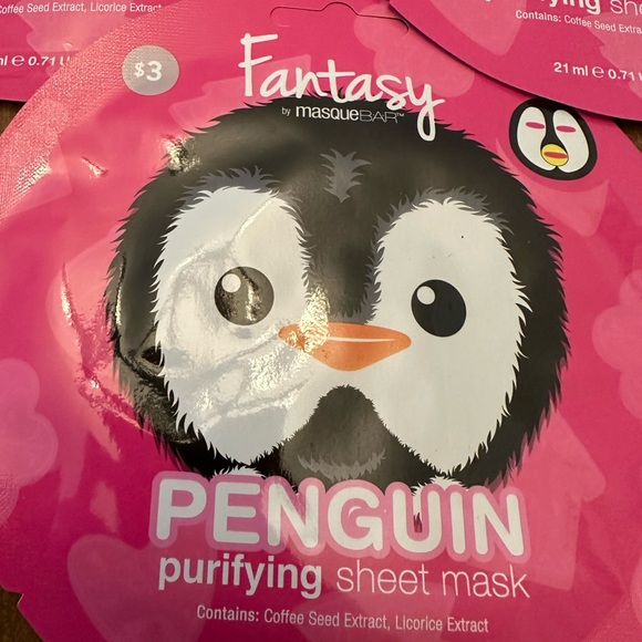 3x Fantasy by Masque Bar Penguin Purifying Facial Sheet Masks Coffee Licorice - Picture 2 of 3